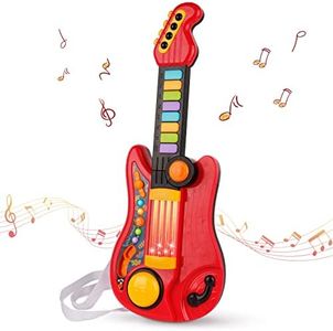 Kids Guitar 2 in 1 Musical Instruments for Kids Piano Toddler Toy Guitar with Strap Electric Guitar for Kids Music Toys for 3 4 5 Year Old Boys Girls Gifts (Red)