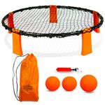 Funsparks Slam Ball with 3 Balls - Spike The Ball into The Net at a Park, Beach, Lawn and Backyard - Volleyball Game Indoor or Outdoor Toy for Older Kids