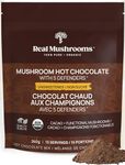 Real Mushrooms Unsweetened Organic Hot Chocolate Mix with 5 Defenders (Turkey Tail, Chaga, Maitake, Shiitake, & Reishi Mushroom) - Organic Cacao Powder - Vegan Mushroom Hot Chocolate, 15 Servings