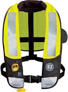 MUSTANG SURVIVAL - High Visibility HIT Inflatable PFD Hydrostatic (Fluorescent Green - One Size) - USCG Approved, 38lbs of Buoyancy, Bright Fluorescent Yellow-Green Inflation Cell
