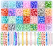 Dewgot 1400 Pcs 6mm Glass Beads for Bracelet Making, 28 Colors Crystal Beads for Making Jewellery and DIY Crafts. (Gradient Colors)