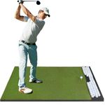 Ponsonbay Integrated Golf Hitting Mat with Ball Tray, Thickening Golf Mats Practice Outdoor & Indoor, Artificial Turf Mat with 3 Tees - 6x4ft / 31mm