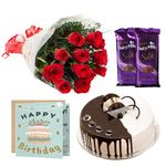 80 Rose Garden Fresh Flowers Combo | 12 Red Roses Bunch | Special Chocolate Cake 01Kg | 02 Chocolates | Greeting Card | Next Day Delivery