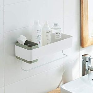 MORNITE Bathroom Wall Organizer Shelf Storage Adhesive, Small Apartment Restroom Essentials Shower Caddy Suction Green