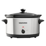 Daewoo SDA1788 6.5L Slow Cooker | Stainless Steel | 3 Heat Settings | Dishwasher Safe Pot & Lid | Power Indicator | Useful Carry Handles | Raised Feet | Manual Temperature Control | 300W, Grey