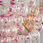 ITAF PINK Glitter Transparent Confetti Balloons For Balloon Garland/Birthday/Anniversary/Baby Shower/Bachelorette/Engagement & Cocktail Party Decorations - Pack of 20 (PINK CONFETTI)