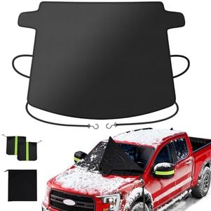 Zanch Windshield Cover for Ice and Snow [3-Second Snow Removal & 7-Layer Full Coverage] 6-Point Snowproof Fixation & Reflective Mirror Covers, Fits Pickup Trucks and Vans XXL (82'' x 44'')