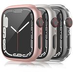 Mugust 3-Pack Case for Apple Watch Screen Protector 40mm SE Series 6/5/4, Hard PC Full Protective Case Bumper Cover with Tempered Glass for iWatch 40mm (Rose Gold/Starlight/Transparent)