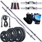 Kobo Professional Gym Training 35 Kg Home Gym Set with Regular Metal Integrated Rubber Plates || Home Gym Combo (Imported)