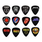 12 x Classic Albums Guitar Pick Set. Guitar Plectrums For Guitarist. Double Sided Printing In Pick Tin (Set 3)