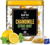 BLUE TEA - Chamomile Tea - Citrus Mint - 30 Count - Pyramid Plant Based Tea Bag | BLACK DEALS FRIDAY | DETOXIFYING BLEND | Herbal Tea - Flower Based - Caffeine free - Non-GMO - Vegan | Reusable Tin Pack