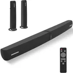 Assistrust Sound Bar, 90W Sound Bar for Smart TV, Bluetooth Soundbar with Wired & Wireless Connect, Dynamic Volume Boost, ARC/Optical/AUX Cables & Remote, 2 in 1 Detachable Soundbar for TV