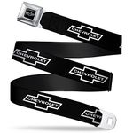 Buckle-Down Seatbelt Belt - 1965 CHEVROLET Bowtie Black/White - 1.5" Wide - 24-38 Inches in Length