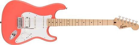 Squier Sonic Stratocaster Electric Guitar, with 2-Year Warranty, Tahitian Coral, Maple Fingerboard, White Pickguard