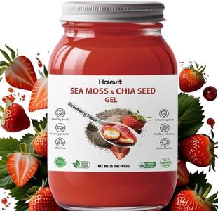 Halevit Premium Sea Moss Gel with Ground Chia Seeds – Strawberry Flavor, Natural Iodine Source, Omega-3, Immune & Digestive Support, Vegan Superfood, Made in USA, 16 oz + Bag