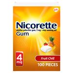 Nicorette Nicotine Gum Fruit Chill 4 Milligram Stop Smoking Aid 100 Count