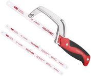 HAUTMEC Mini Hacksaw Small Hand Saw for Wood Metal Plastics Cutting Professional Hack Saw With 3 Pcs Bimetal Hss Blades, Especially Cuts In Tight Hard-Reach Spaces