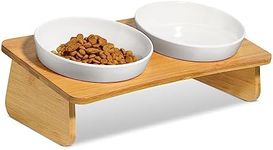 ComSaf Raised Cat Bowl with Bamboo 