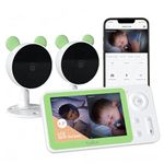 BOIFUN Split Screen Video Baby Monitor, 2 Cameras, Phone APP Control & LCD Monitor, 4.3'' 4X Zoom, AI Motion & Sound Detection, 1080P Wireless (Moniteur Bébé), (Single Baby Monitor with Two Cameras)