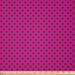 Ambesonne Hot Pink Fabric by The Yard, Pop Art Inspired Design Retro Pattern of Black Polka Dots Classical Spotted, Stretch Knit Fabric for Clothing Sewing and Arts Crafts, 2 Yards, Pink Black