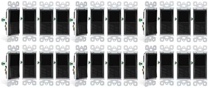 Greencycle Black 3 Way Light Switch,24PK Three Way Single Pole Switches, 15A 120-277V Rocker Paddle Wall Switch,On Off Switches, Self-Grounding, UL Certified,Residential and Commercial Grade
