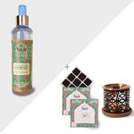 Oud Al Awatef Bakhoor Set & Attar Al Faraash by Dukhni | 2x9pc bakhoor, Signature Burner & 250ml Room Freshener Spray | Arabic Incense & Room, Linen Mist | Rose Oud Blend | Perfect for Prayer Time