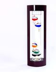 Lily's Home Galileo Thermometer 12 Inches, Wooden Frame, Measures from 64ºF to 80ºF, Galileo Thermometer for Indoor Home Décor, Galileo Glass Thermometer for Home, Office or Covered Patio