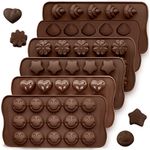 6 pcs Silicone Chocolate Molds, CNYMANY Candy Mold Jelly Mould Non-Stick Kitchen Baking Pans Ice Cube Trays for Party Festival - 6 Shapes