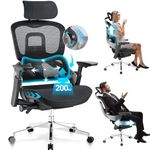 MELOKEA Black Ergonomic Office Chair with Seat-Back Synchronization against Pain Back Height Seat Depth Adjustable Unlimited Levitation Antibacterial Latex 4D Arm 200kg 440LBS Heavy Duty TUV&EN1335