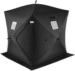Tangkula Pop-up Ice Shelter 2-Person with Detachable Ventilation Windows, Zippered Door & Carry Bag Frost Resisting Durable Oxford Fabric Waterproof Portable Ice Fishing Tent Shanty, Black