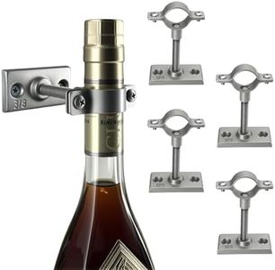 Lily's Home Bar Wall Mount Single Wine Bottle Display Holder, Industrial Design with Mounting Hardware, Works with Wine or Liquor Bottles, Silver Finish (4-1/2” x 1-3/8” x 2-3/4” Set of 4)