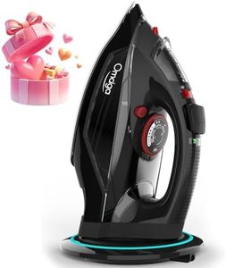 [2023 UPGRADE] OMAIGA Cordless Iron, 1500W Cordless Iron with Steam - Cordless Iron for Clothes with 11.84oz Water Tank, Anti Drip Iron Cordless with Ceramic Soleplate, Iron for Clothes with 3 Temperature Settings-BLACK