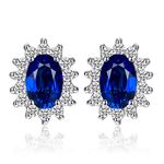 JewelryPalace Princess Diana William Kate Middleton 1.5ct Created Blue Sapphire Stud Earrings 925 Sterling Silver