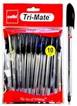 Cello Black Ballpoint Pens, Tri-Mate Medium Point Biros Multipack Pens | 1.0mm Ball Point Black Ink Pens for Writing | Ballpoint Pens Ideal for Stationery Supplies and School Supplies Pack of 10