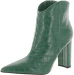 Marc Fisher Womens Lezari Faux Leather Ankle Boots Green 9.5 Medium (B,M)