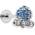 Body Candy Womens 16G Steel Blue Accent Ocean Jellyfish Labret Monroe Lip Ring Tragus 8mm Cartilage Stud