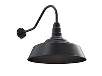 Steel Lighting Co. Redondo Barn Light | Outdoor Wall Mounted | 20 inch Dome | 23 inch Gooseneck | Large Farmhouse Warehouse Light Made in America | Matte Black Exterior/Matte Black Interior