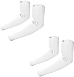Autofy Pro-Fit 240 GSM Outdoor Indoor Use Unisex Arm Sleeves UV Tan Protection for Men Women Children with Compression & Cooling Effect (Pack of 2-4pcs) (White)