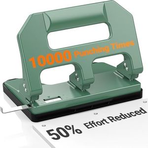 3 Hole Punch Heavy Duty, AFMAT 3 Hole Puncher for Binder, 10000+ Punching Times, 40-Sheet Three Hole Punch, Metal Hole Puncher 3 Ring, 50% Reduced Effort, Bulit-in S.S. Paper Guide, Green