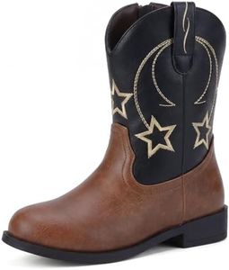 Choiran Cowboy Boots for Girls and Boys - Western Cowgirl Boots for Toddler Little Big Kids Riding Shoes with Side Zipper Round Toe