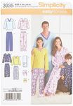 Simplicity 3935Women's/Men/Child Sleepwear, Paper, White, A (XS-L/XS-XL)