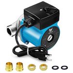 WiseWater Stainless Steel Hot Water Recirculating Pump; 110 V Pressure Booster Pump; 3-Speed Water Pump with 3/4” NPT Adapters for Floor Heating, Radiator Heating, Hot Water Supply (Blue)