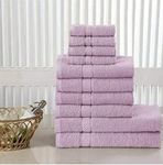 Luxury 10 Piece Bath Towels Set 100% Cotton 2 Bath Towels 66X120, 4 Hand Towels 50X80, 4 Washcloths Face Cloths 30X30 - Ultra Soft Highly Absorbent Machine Washable Hotel Spa Quality (Lilac)