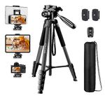 JOILCAN iPad Tripod for Phone, 68" Camera tripod for Tablet with Detachable Head, Lightweight Aluminum Travel Tripod for iPad Pro, Webcam, DSLR with Phone Holder and Shutter