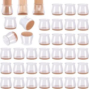 FLAFARY 32 PCS Chair Leg Floor Protectors, Chair Leg Protectors for Hardwood Floors, Floor Protectors for Chairs with Felt Pads for Chair Legs, Table Legs or Other Furniture Legs(Clear)