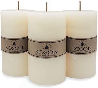 Simply Soson 3x6 inch Ivory Pillar Candles Set of 3, Rustic Texture, Unscented Ivory Candles, Dripless Candles, 3 inch Pillar Candles Ideal as Wedding, Parties, Spas, Dinner, Home Decoration, Church