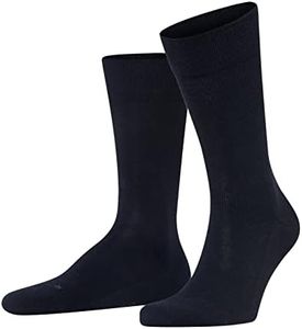 FALKE Men's Sensitive London Socks, Wide Top, Skin-Friendly, Great for Diabetics, Breathable, Sustainable Cotton, Blue (Dark Navy 6375) - Sustainable, 9.5-12, 1 Pair