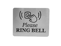 Please Ring Bell Sign with Adhesive Backing, Printed Metal Aluminium Sign with UV Lamination (Size 12 cm x 9cm) Door Entrance Reception Notice. SILVER/GOLD (Silver)