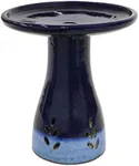 Sunnydaze Classic Ceramic Bird Bath for Outside - Hand-Painted Outdoor Bird Bath Bowl, UV/Frost-Resistant Finish - Dark Blue