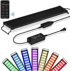 Abeststudio 50W Smart Aquarium Light, Bluetooth LED Light with App Control, Full Spectrum Fish Tank Light with 24/7 Lighting Cycle, 5 Modes, Adjustable Timer, for 120-140cm Freshwater Planted Tank